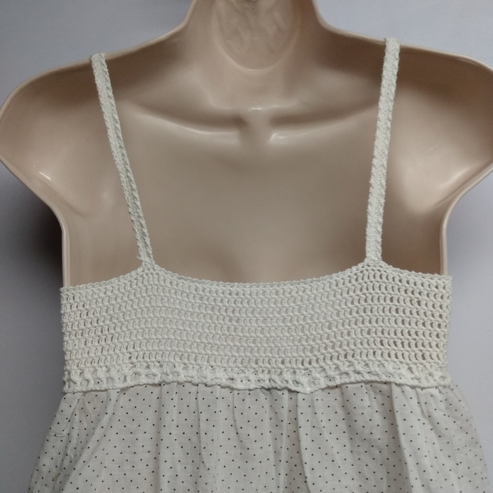Ladies Cococabana Crochet Top Short Dress, S, Cream top, floral bottom, NWT - Picture 4 of 10